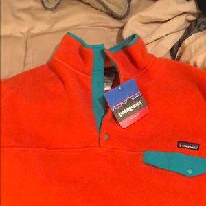 Patagonia orange Synchilla pullover!